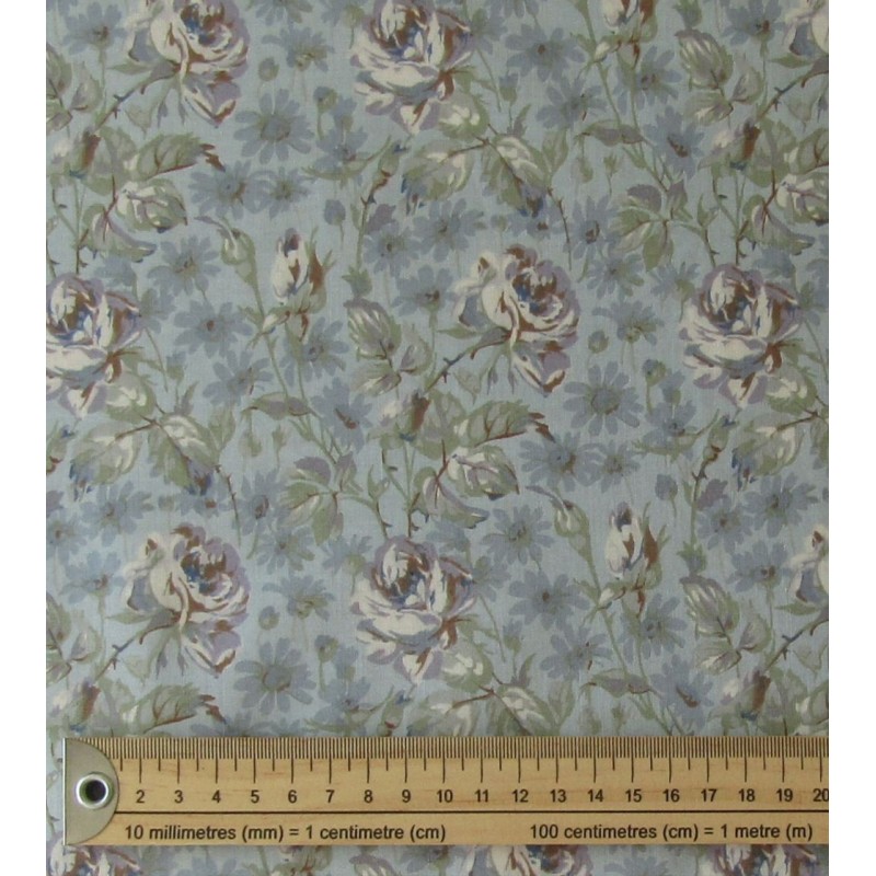 Tela patchwork japonés YUWA rosas azul