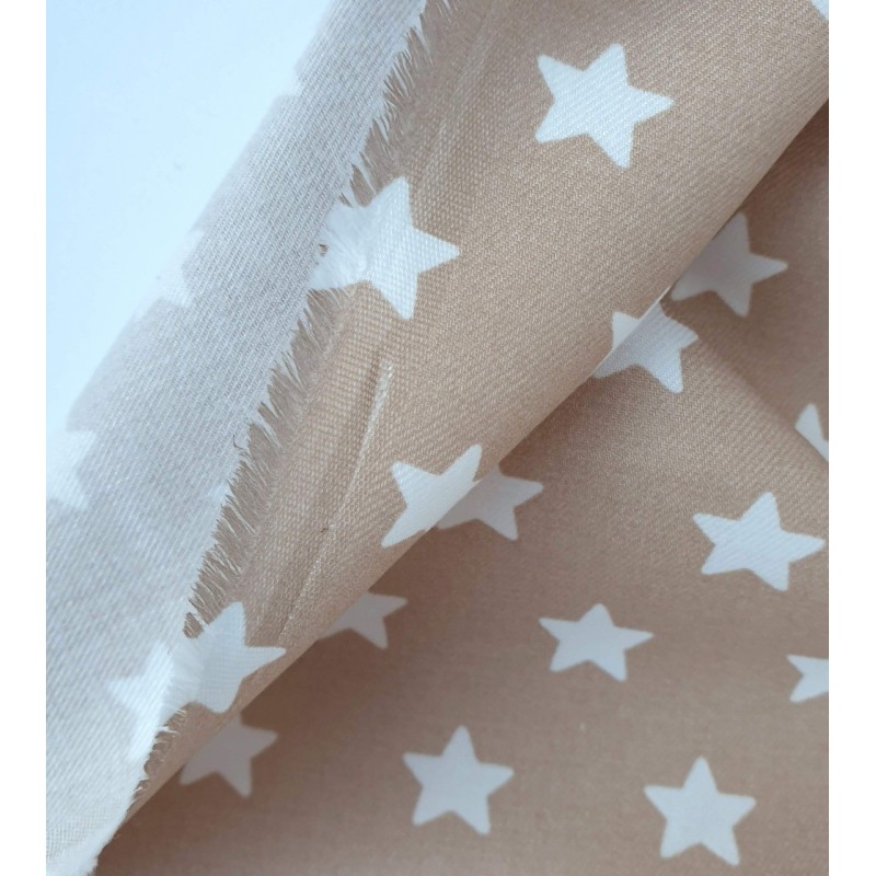 Viyela estampada estrellas camel/blanco