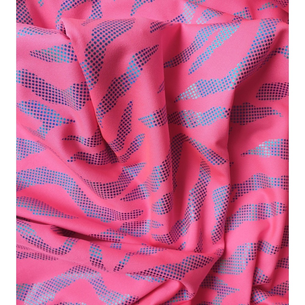 Tela elástica para ropa de deporte rosa iridiscente