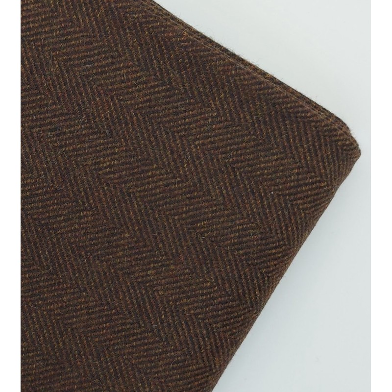 Tela de 100% lana escocesa tweed espiga marrón/negro