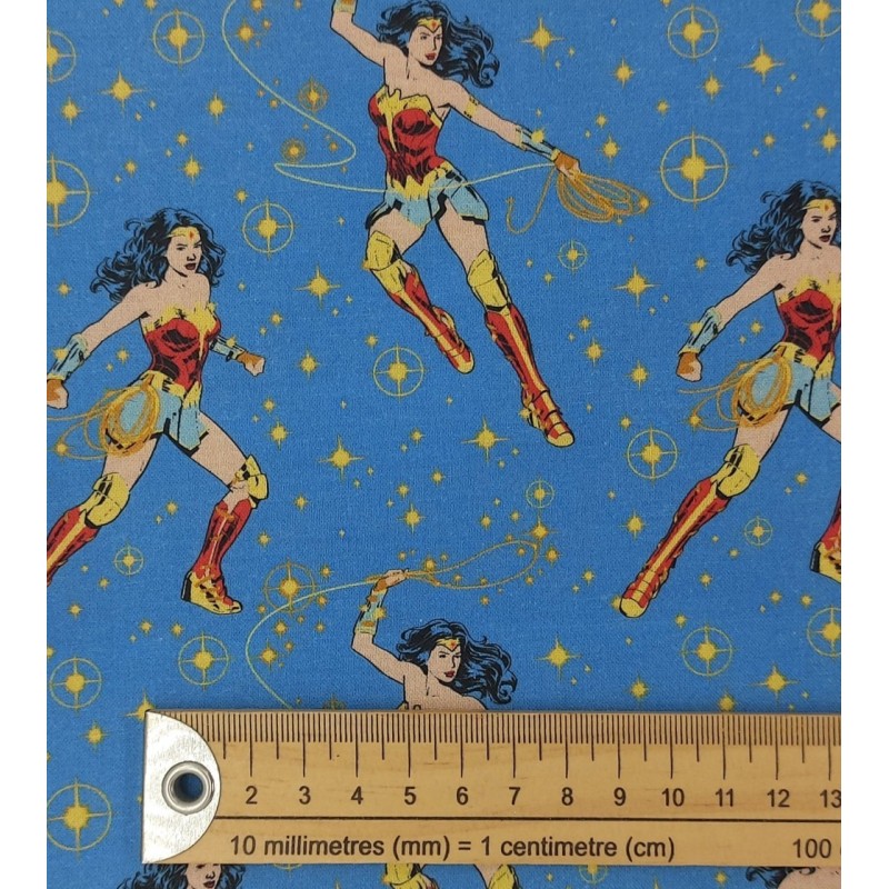 Tela de patchwork Wonder Woman Lasso of Truth - azul