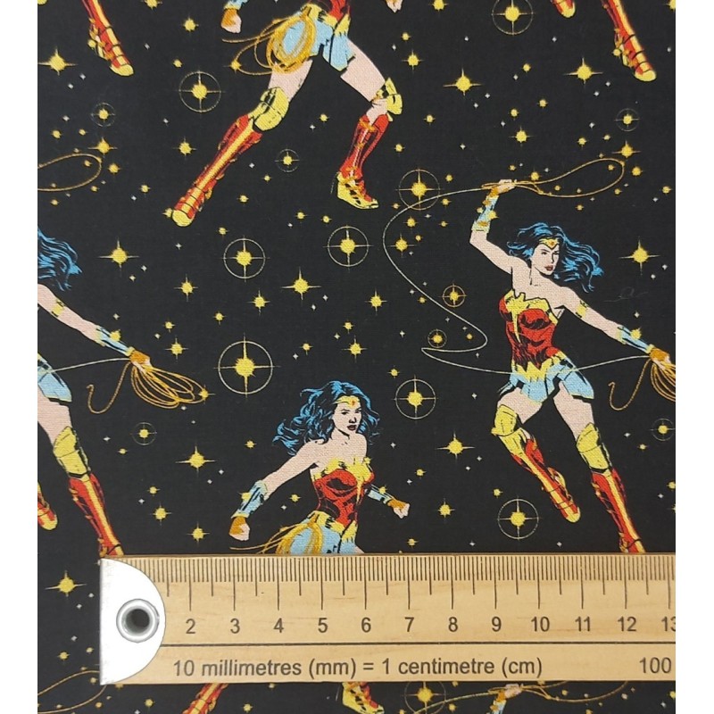 Tela de patchwork Wonder Woman Lasso of Truth negro
