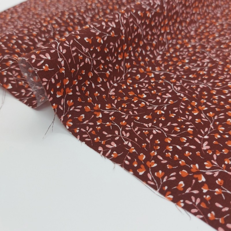 Viscosa floral - marrón/naranja - últimos 2 m