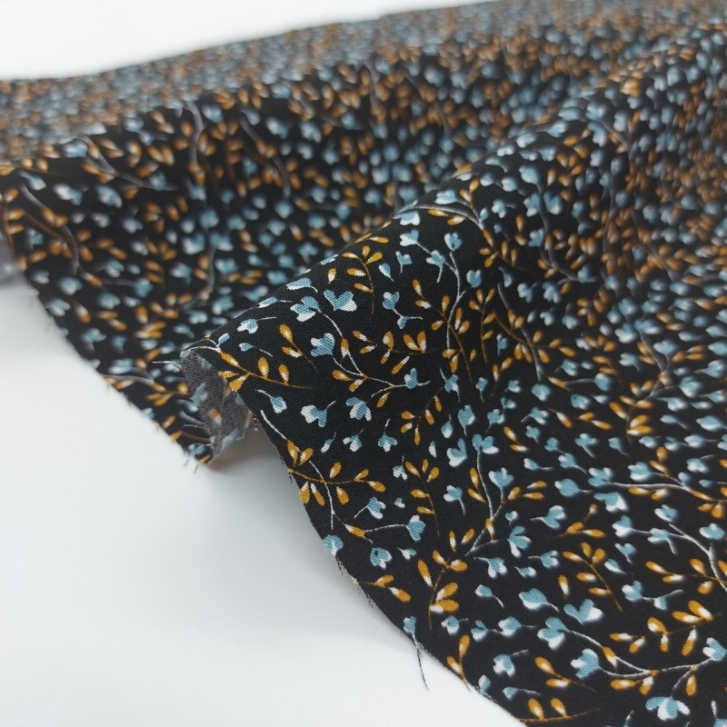 Viscosa floral negro/azul - últimos 2 m