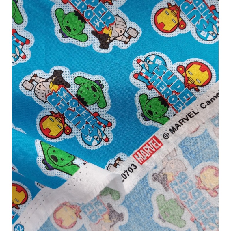 Tela patchwork Superhéroes kawaii