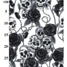 Tela de algodón rosas negras y calaveras