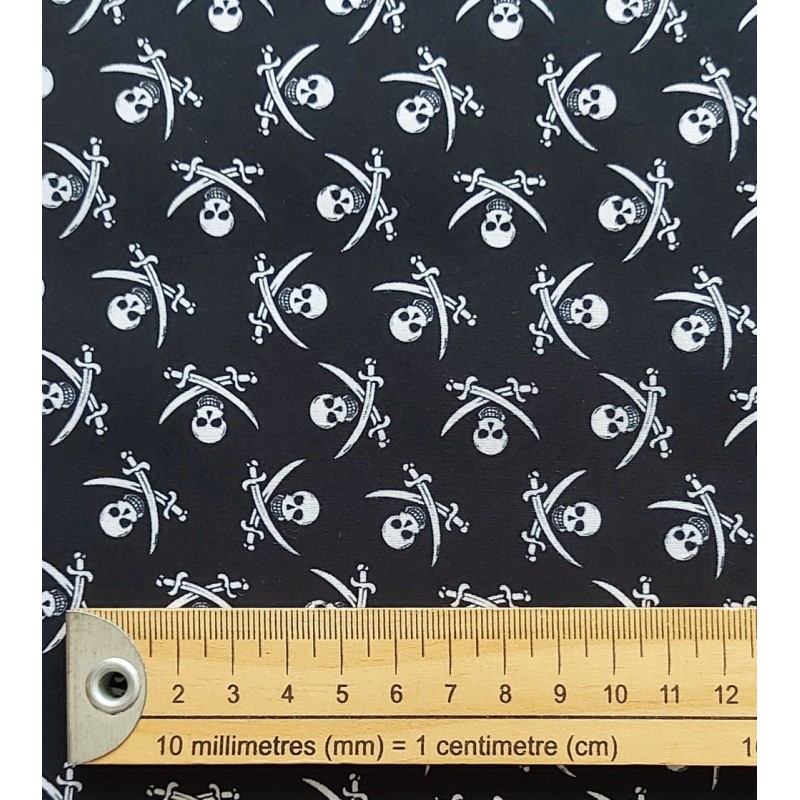 Tela de algodón bandera pirata negro