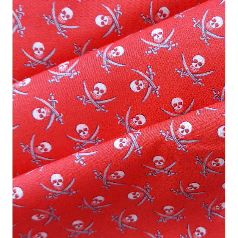 Tela de algodón bandera pirata rojo