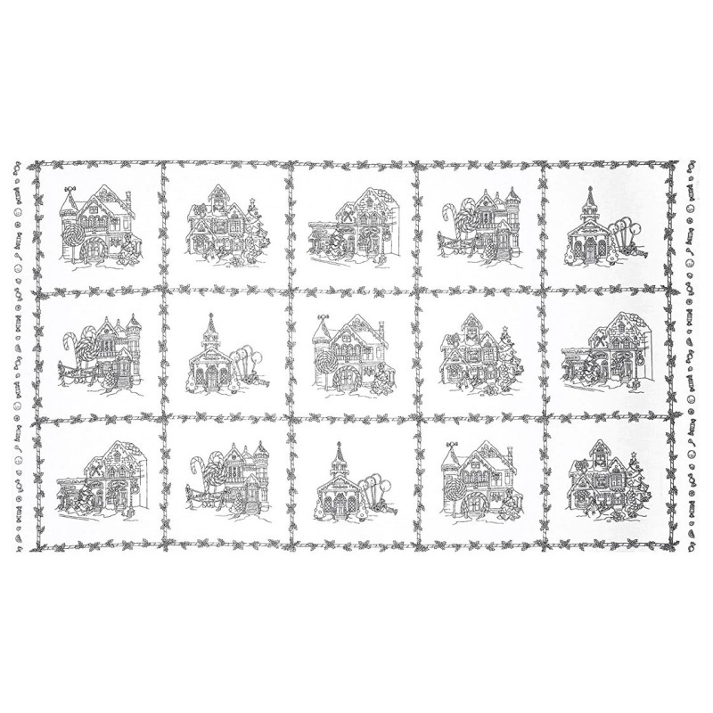 Panel patchwork Gingerbread Christmas blanco/negro
