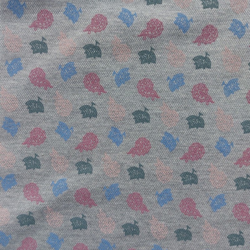 Punto piqué paisley - gris